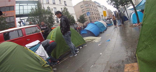 camp migrants Jardin d'Eole