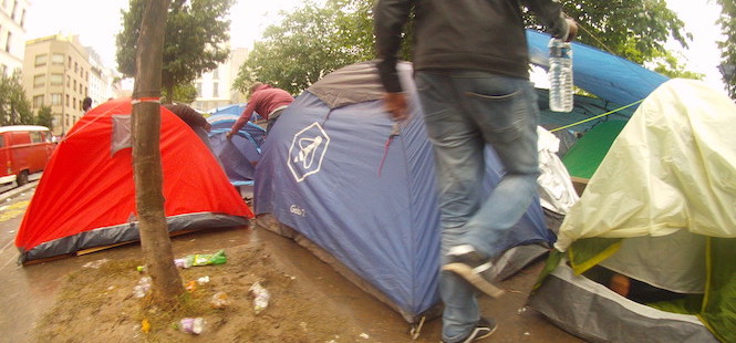 camp migrants Jardin d'Eole