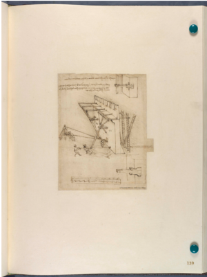Léonard de Vinci, Hommes renversant des échelles de siège, c. 1480-1482; Plume, encre et traces de craie noire ; 196 x 255 mm ; Veneranda Biblioteca Ambrosiana, Milan