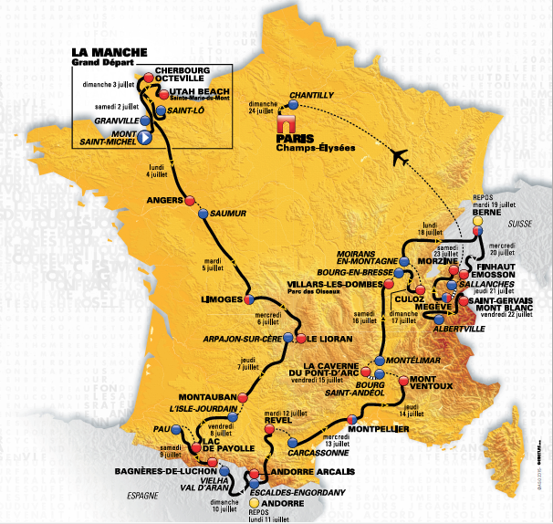 tracé tour de france 2016