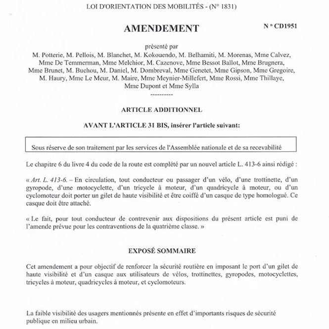 Dès octobre, casque et gilet fluorescent obligatoires en