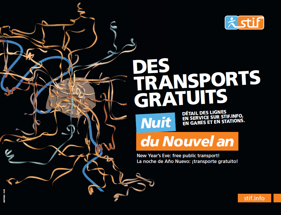 Affiche transports gratuits Nouvel An