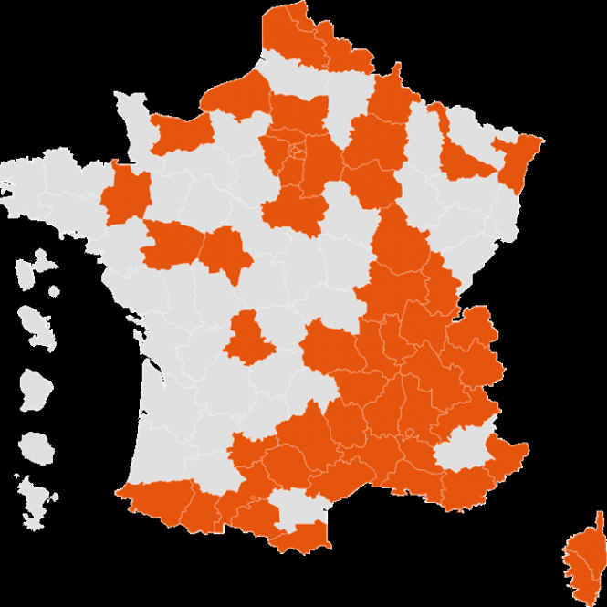 La carte de France du couvre-feu